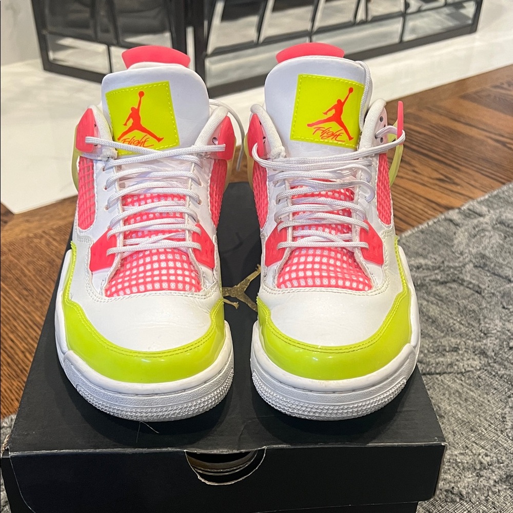 Jordan Kids White and Neon Pink Sneakers